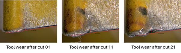 The samples of tool wear measurement
